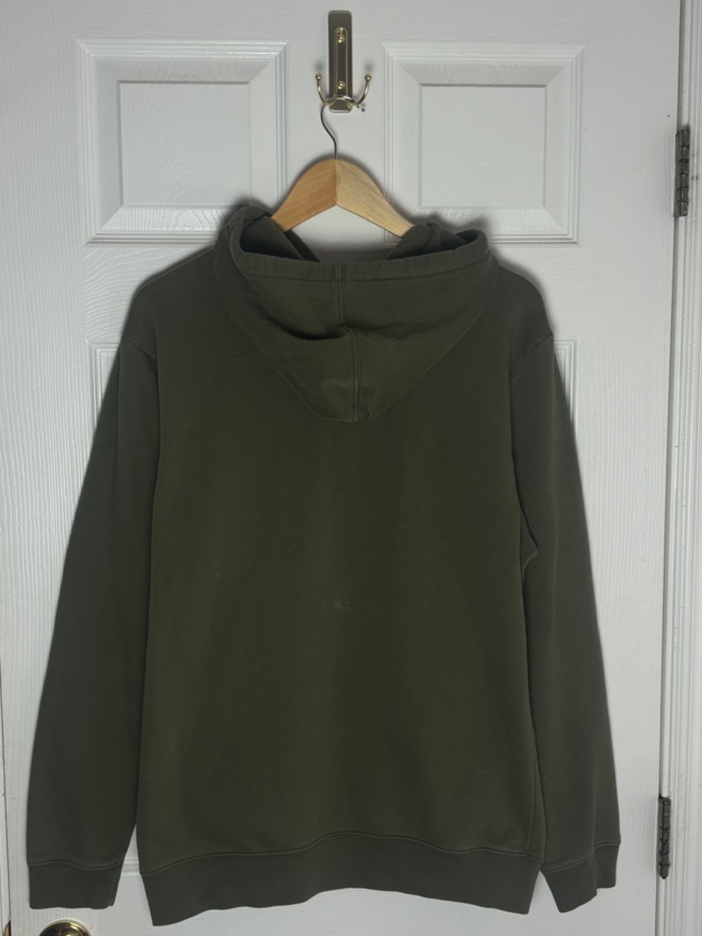 GAP Olive Green Hooded Pullover with Navy Logo Y2K - Picture 2 of 5